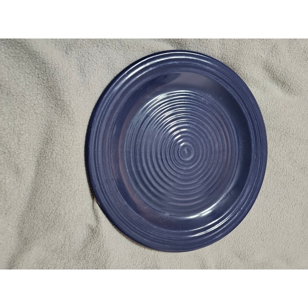 Home Trends Cobalt Blue Concentric Ring Ceramic Dinner Plate 10.5 Inch Navy